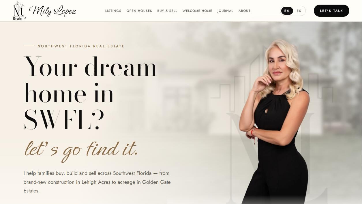 Portada del sitio de Mily Lopez, Realtor en el Suroeste de Florida